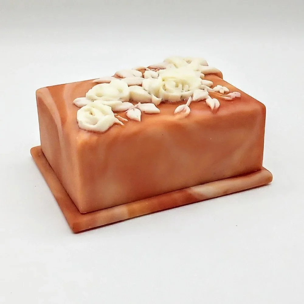 Hand-Carved Incolay Rose Stone Covered Box